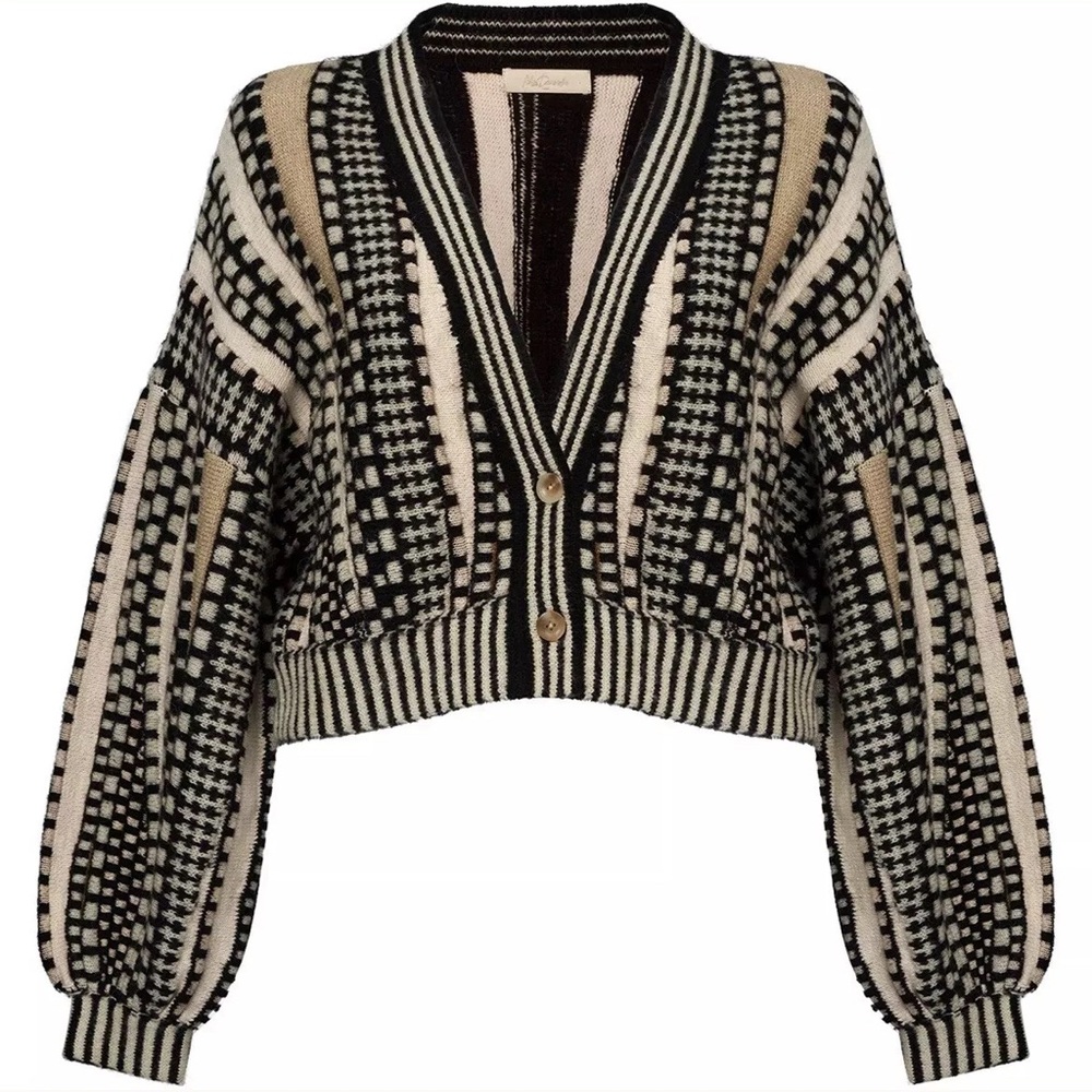 Mes Demoiselles Mika Sweater 2 Button Pocket Cardigan Size 1 Balloon Sleeve Knit
